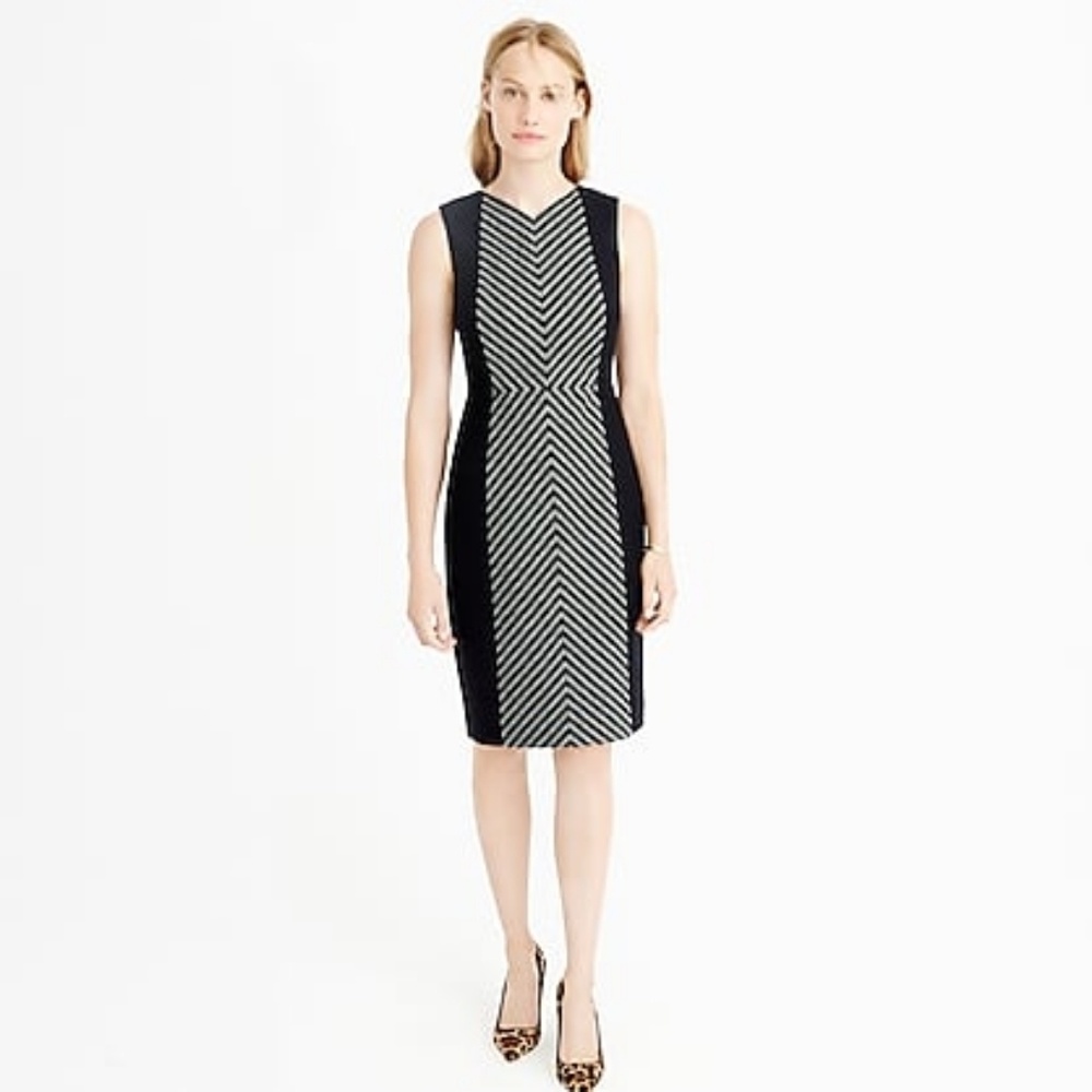J. CREW Striped Tweed Sheath Dress